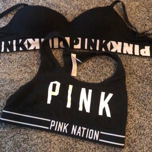 PINK black sports bras